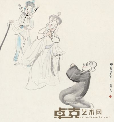 关良 白蛇传 立轴 39×37cm