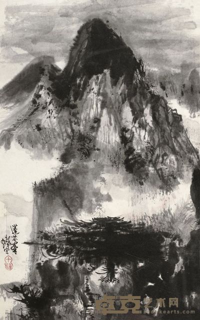程十发 莲花峰 镜框 48.5×30.5cm