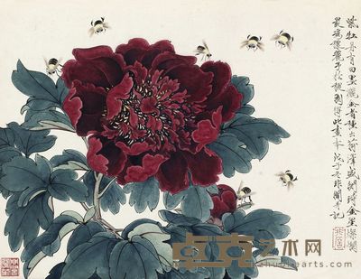 于非厂 1948年作 天香国色 镜框 28.5×38cm