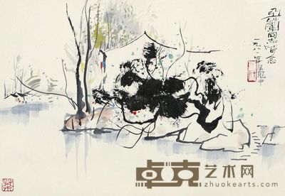 吴冠中 1981年作 江南风景 镜片 29×42cm