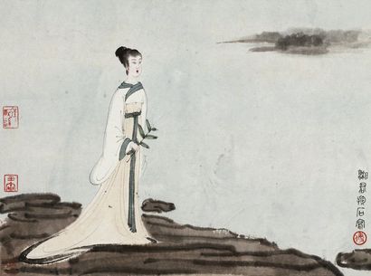 傅抱石 1962年作 湘君 镜片