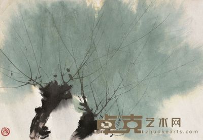 傅抱石 春天来了 镜片 40.5×28cm