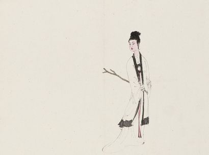 傅抱石 湘夫人 镜片