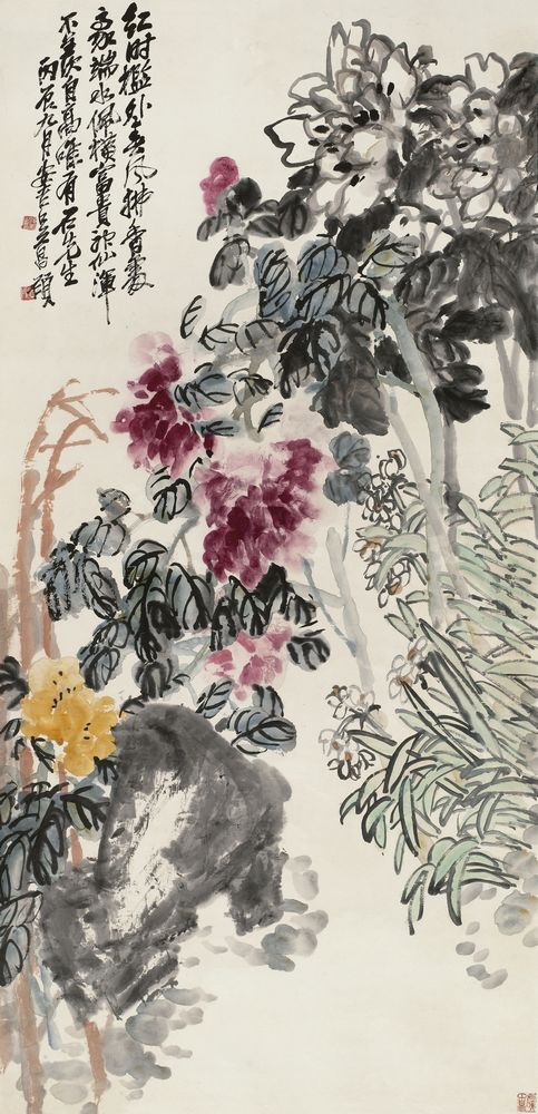 虚谷1895年作枇杷立轴