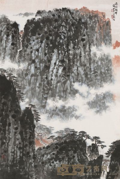 钱松嵒 泰岱朝晖 立轴 98.5×65cm