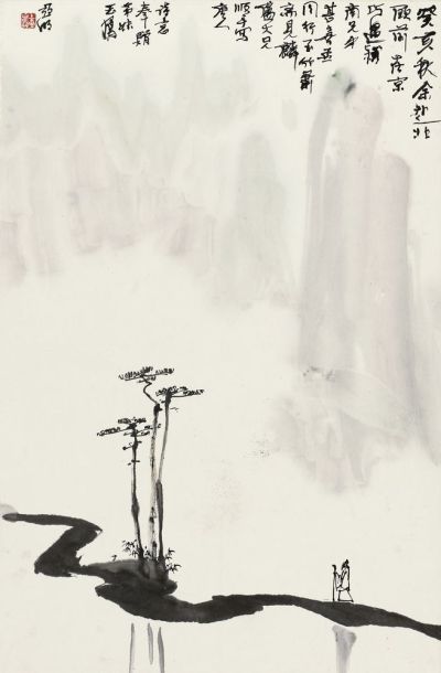 亚明 1983年作 唐人诗意图 立轴