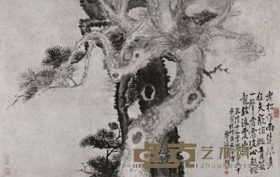 李鱓 1754年作 双松虬立 立轴 86×135cm