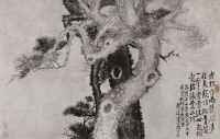 李鱓 1754年作 双松虬立 立轴