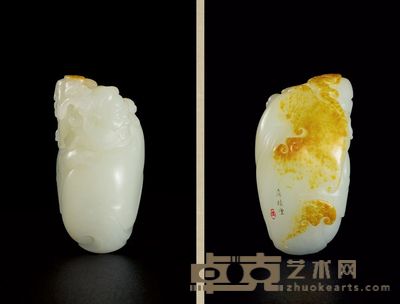 鍾馗 白玉把件 78×45×30mm