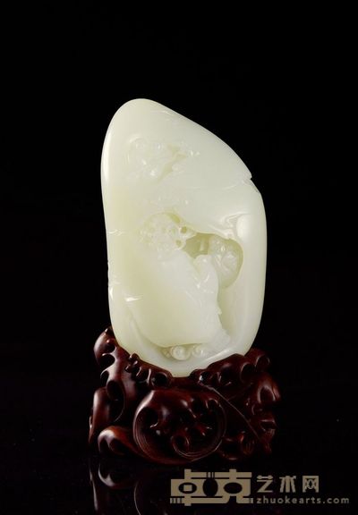 刘阮入天台 白玉摆件 帶座高148mm
