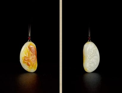 富貴長壽 白玉掛件