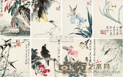 唐云 1963年作 笔歌墨舞册 册页 （八开） 33.5×26.5cm×8
