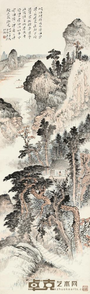 唐云 1944年作 秋山逸意 镜心 147×45cm