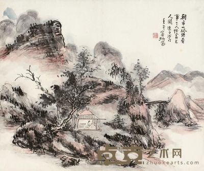 黄宾虹 1942年作 幽壑坐忘图 镜心 36.5×30.5cm