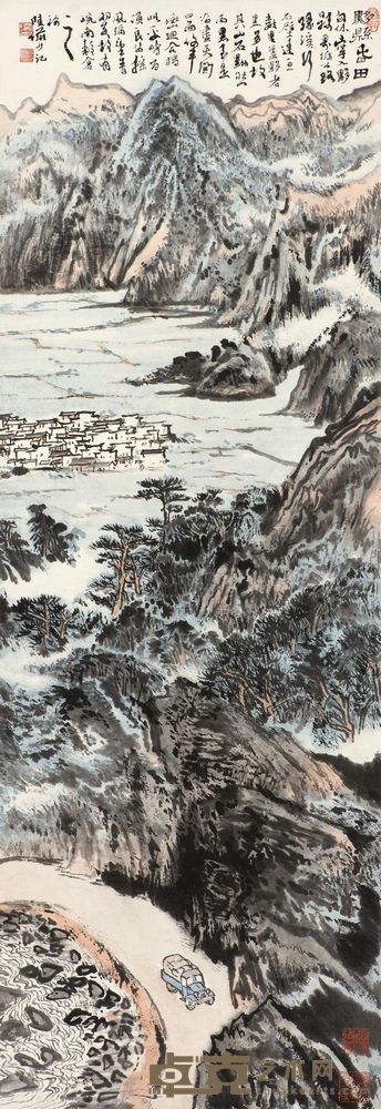 陆俨少 黟县春田 立轴 99.5×34.3cm