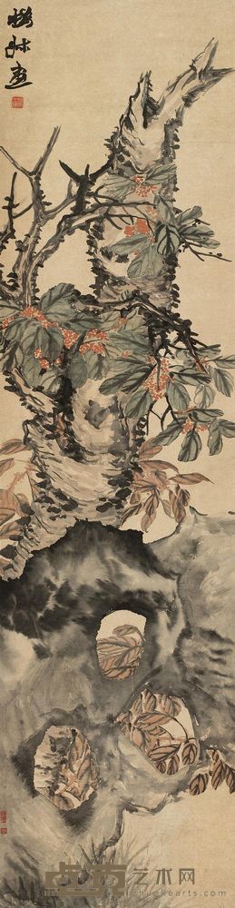 赵之谦 三秋图 立轴 177×46cm