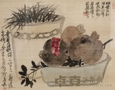 吴昌硕 案头清供 镜心 34.5×27cm