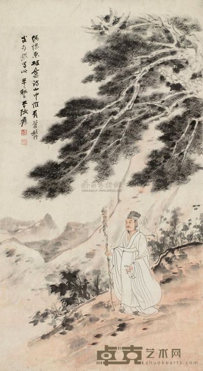 张大千 1941年作 东坡行吟图 立轴 104.5×56.5cm