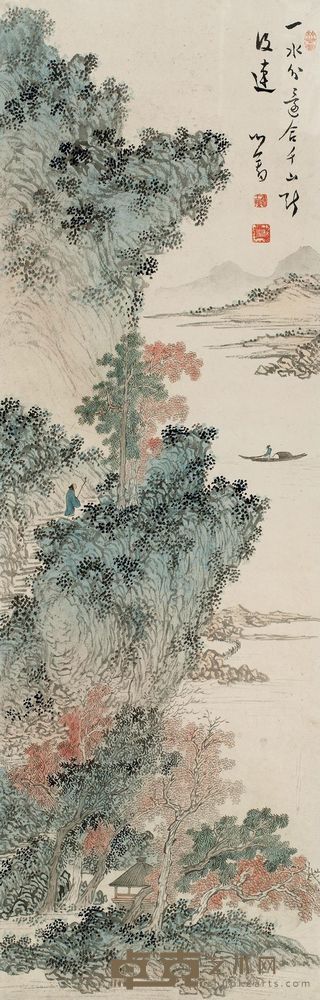 溥儒 空山吟渔 镜心 102×33cm
