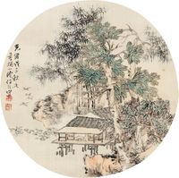 任伯年 1888年作 寒塘渡鹤影 立轴