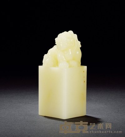 寿山白芙蓉石古兽钮章 3×3.5×7cm