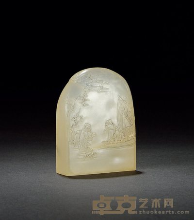 寿山高山晶石薄意扁章 1.4×3.9×5.3cm