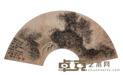 山水人物扇面 18×52