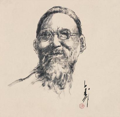 王子武 黄宾虹像 镜片