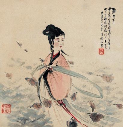 傅抱石 庚寅（1950年）作 湘夫人 镜心