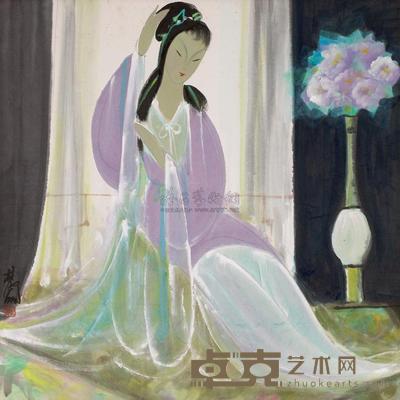 林风眠 1980年代早期 理鬓图 69.5×68cm