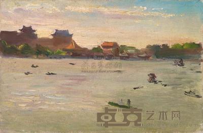 秦宣夫 1962年作 北海风景 20.6×31.2cm