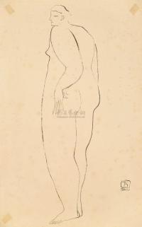 常玉 1920年代末 回眸的裸女背影