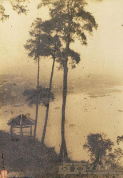 陈万里 约1930年代 湖畔草庐 30.3×22.5cm