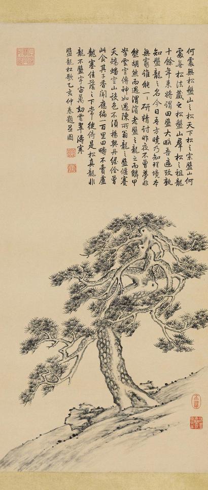 乾隆帝 乙亥（1755年）作 盘龙松 立轴