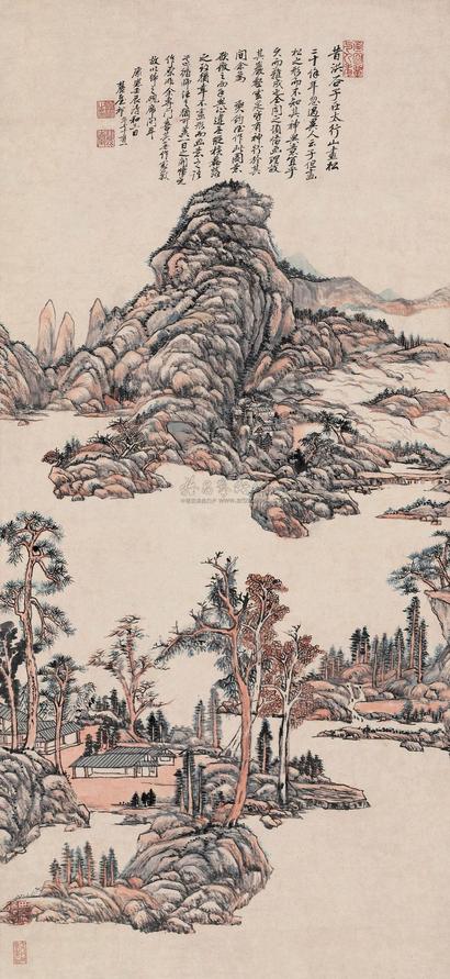 王原祁 康熙壬辰（1712年）作  仿洪谷子山水  立轴