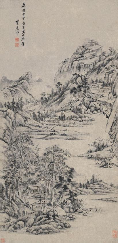 王原祁 康熙甲申（1704年）作  仿大痴山水  立轴