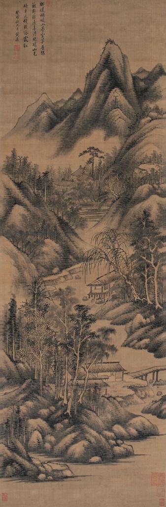 黄鼎 癸卯（1723年）作  柳堤空亭  镜心