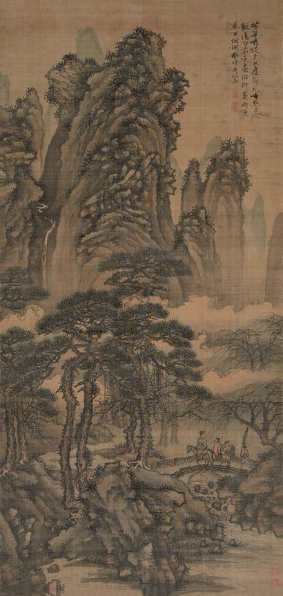 谢时臣 1553年作  长堤夕照  立轴