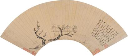 李流芳 己酉（1609年）作  月下梅花  扇面
