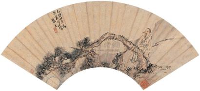 张宏 己卯（1639年）作  陶潜像  扇面