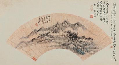 王时敏 癸酉（1633年）作  仿米元晖山水  扇面