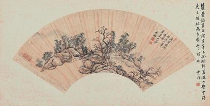 王原祁 庚寅（1710年）作  仿元人山水  扇面