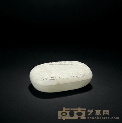 玉雕五福捧寿盒 高6cm