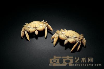 清 象牙螃蟹烟壶 （一对） 长6.5cm