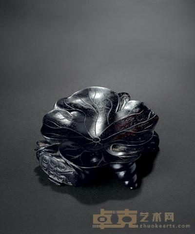 紫檀荷叶形笔舔 长8cm