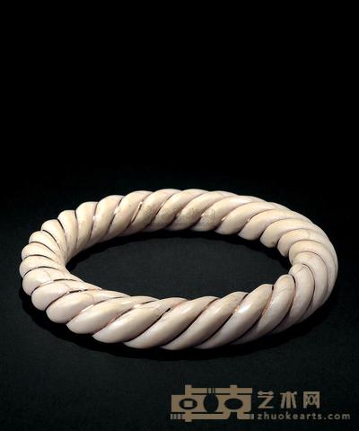 清 象牙镶金绳纹手镯 直径7cm