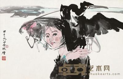 林墉 少女 镜框 43×67cm