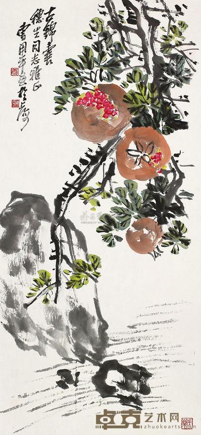 曹用平 石榴 镜片 83×38cm