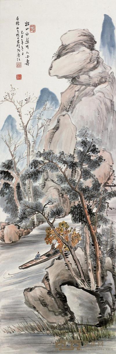 谢君哲 山水 镜片 101×33cm