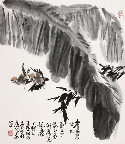 陈永康 芭蕉小鸟 立轴